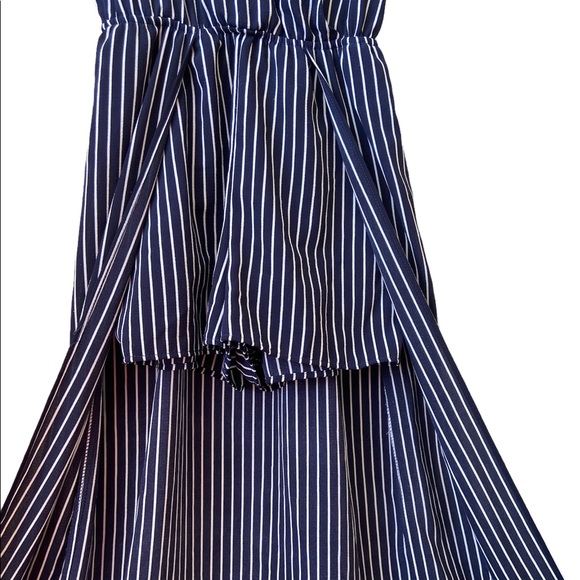 PURPLE SNOW ROMPER WITH MAXI OUTER SKIRT, BLUE AND WHITE STRIPED, V-NECK, SIZE M - Picture 2 of 9